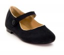 Girls Black & Gold Suede Leather Mary Janes