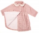 Dusky Pink Knitted & Synthetic Fur coat with floral applique