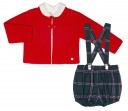 Baby Boys Red & Bottle Green 3 Piece Shorts Set 