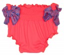 Baby Coral Pink Swim Nappy with Floral Bow