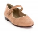 Girls Beige & Gold Suede Leather Mary Janes