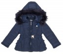 Girls Blue Padded Coat with Frilly Back