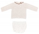 Baby Beige Knitted Sweater & Short Set 