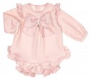 Baby Pale Pink & Ivory Polka Dot Dress Set