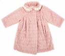 Dusky Pink Knitted & Synthetic Fur coat with floral applique