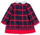 Baby Girls Blue & Red Checked 3 Piece Dress Set