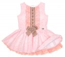 Pink Brocade Dress with Ruffle Skirt & Bow