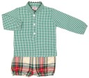 Boys Green Checked Shirt, Crown Sweater & Wool Shorts Set 