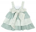 Pastel Green Layered Frilly Dress with Maxi Bow Belt