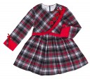 Girls Red & Gray Check Print Dress