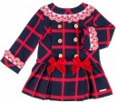 Baby Girls Red & Blue Checked 2 Piece Dress Set 