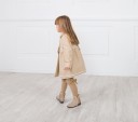 Girls Beige Traditional Coat With Lace & Velvet Bows