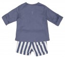 Boys Denim Blue Shirt & White Striped Shorts Set 