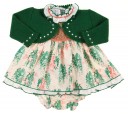 Green & Floral Print High Cut Dress & Knickers Set
