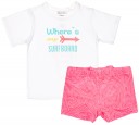 Boys White T-Shirt & Coral Pink Boxer Set