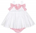 Lappepa Moda Infantil Conjunto Niña Vestido Braguita Blanco Rosa
