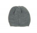 Gray Knitted Hat with Velvet Bow