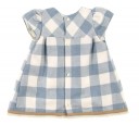 Baby Light Blue & Beige Check Print Dress