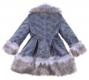 Navy Quilted Coat eith Faux Fur Collar, Cuffs & Hem