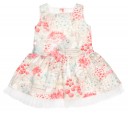 Coral Pink & Beige Floral Print Dress