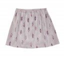 Girls Gray & Aubergine Feather Print Pleated Skirt