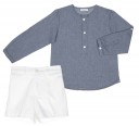 Boys Blue Shirt & White Shorts Set 