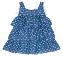 Girls Blue & Ivory Dog Print Chambray Layered Dress