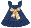 Girls Navy Blue & Gold Sun Dress