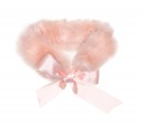 Girls Pink Synthetic Fur Scarf with Satin Bow
