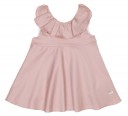 Girls Dusty Pink Flared Dress with Ruffle Collar