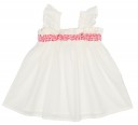 Ivory & Coral Pink Frilled Sleeveless Top