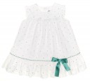 Baby White & Aqua Green Polka Dot Dress 