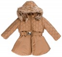 Dolce Petit Abrigo Niña Efecto 2 Pieza Camel & Capucha Desmontable Pelo Sintético 