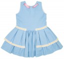 Pastel Blue Layered Dress with Pink Grosgrain Ribbon