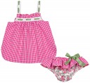 Baby Girls Pink Gingham Top & Paisley Swim Pants Set