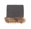 Gray Knitted & Synthetic Fur Snood