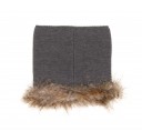 Gray Knitted & Synthetic Fur Snood