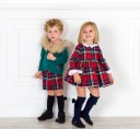 Lappepa Moda Infantil Conjunto Niño Jersey Capucha Pelo & Short Tartan Rojo