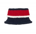 Navy Blue & Red Wool Hat & Snood Set 