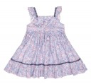 Girls Blue & Red Floral Print Dress