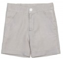 Boys White Linen Shirt & Grey Shorts Set