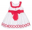 Girls White & Red Brocade Dress 