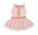 Pale Pink, Cotton & Guipure Dress with tulle belt