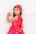  Dolce Petit Vestido Niña Volantes Estampado Floral Rojo 