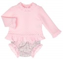 Baby Pink Jersey Sweater & Floral Shorts Set 