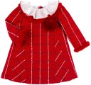 Foque Girls Red Checked with Fur Synthetic Dress 