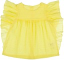 Girls Yellow Blouse & Denim Ruffle Skirt Set