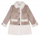 Girls Beige & Ivory Synthetic Suede Coat 
