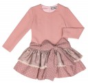 Girls Dusky Pink Jersey Dress With Floral Layered Skirt 