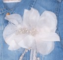 Girls Denim Jacket with Hand Made Maxi Flower Brooch & Lace Trim 